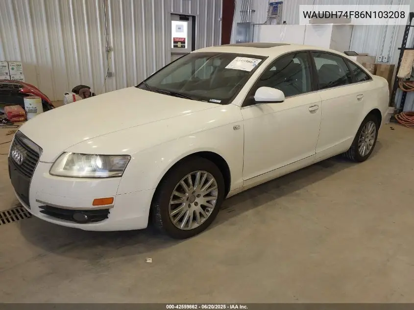 2006 Audi A6 3.2 VIN: WAUDH74F86N103208 Lot: 42559862