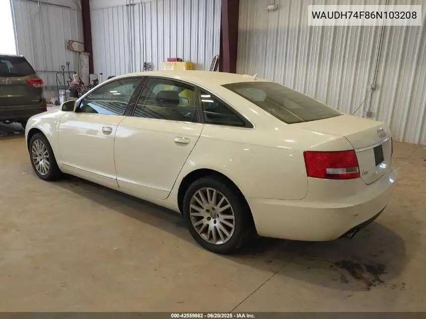 2006 Audi A6 3.2 VIN: WAUDH74F86N103208 Lot: 42559862