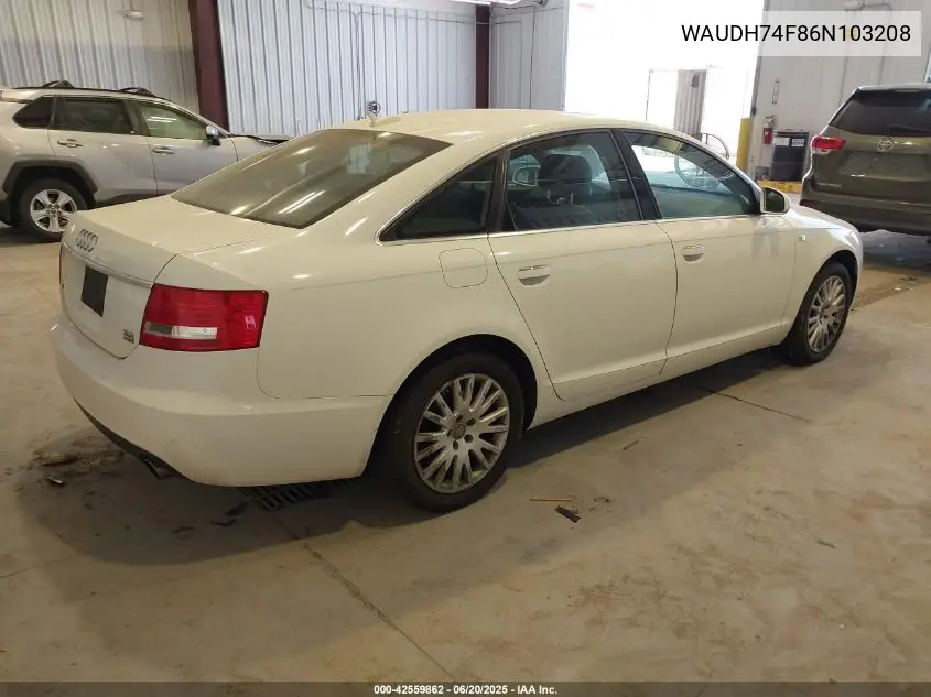 2006 Audi A6 3.2 VIN: WAUDH74F86N103208 Lot: 42559862