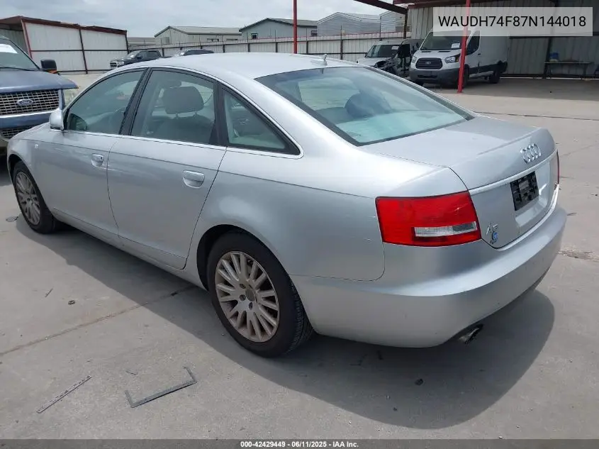 2007 Audi A6 3.2 VIN: WAUDH74F87N144018 Lot: 42429449