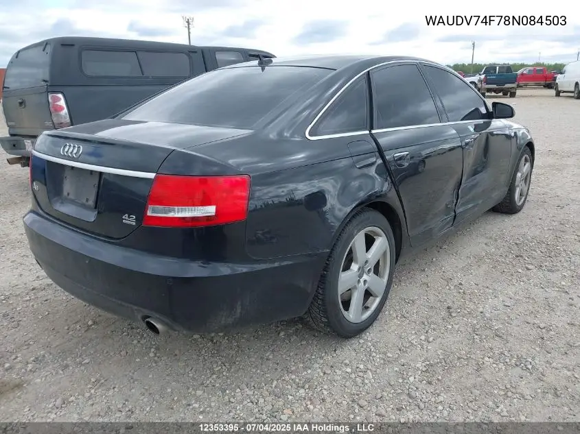 2008 Audi A6 4.2 VIN: WAUDV74F78N084503 Lot: 12353395