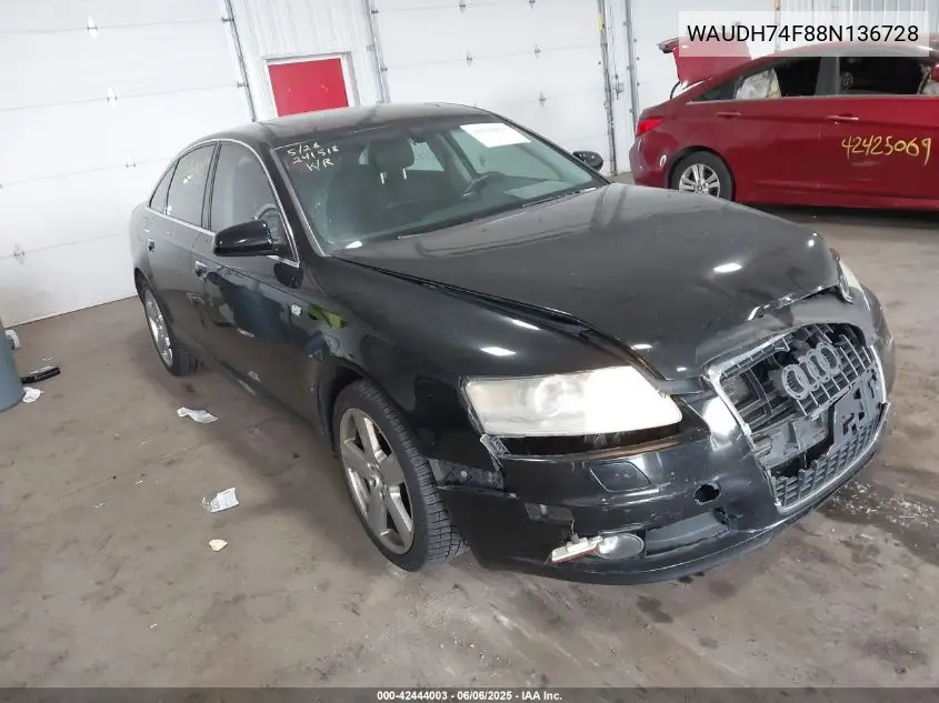 2008 Audi A6 3.2 VIN: WAUDH74F88N136728 Lot: 42444003