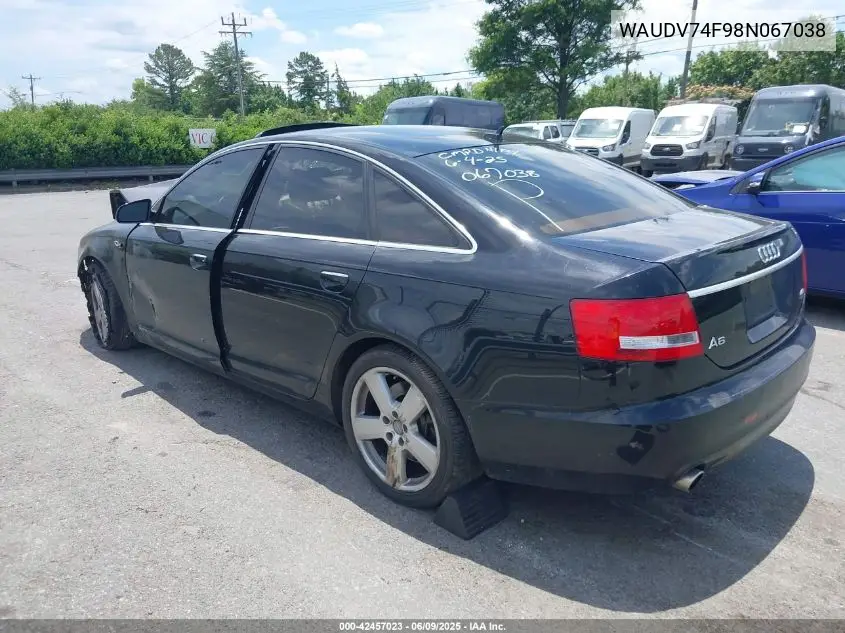 2008 Audi A6 4.2 VIN: WAUDV74F98N067038 Lot: 42457023