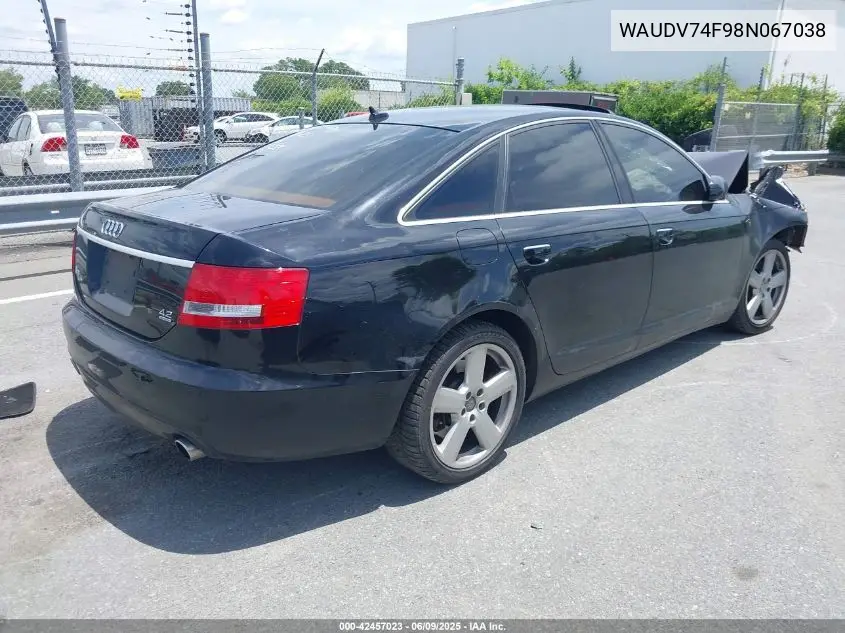 2008 Audi A6 4.2 VIN: WAUDV74F98N067038 Lot: 42457023