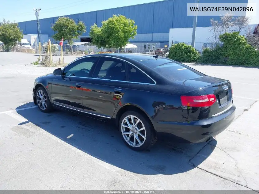 2009 Audi A6 3.0 Premium VIN: WAUSG74F39N042896 Lot: 42549673