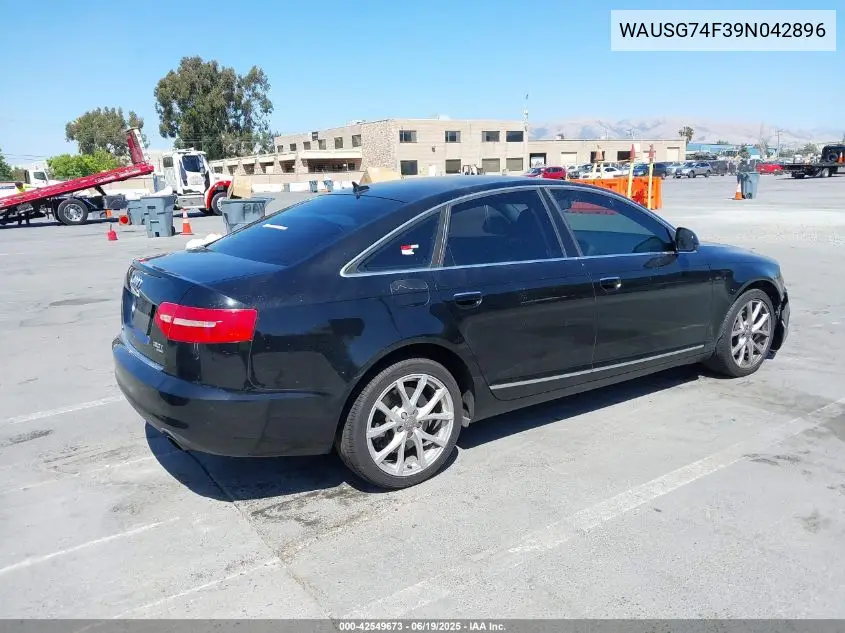 2009 Audi A6 3.0 Premium VIN: WAUSG74F39N042896 Lot: 42549673