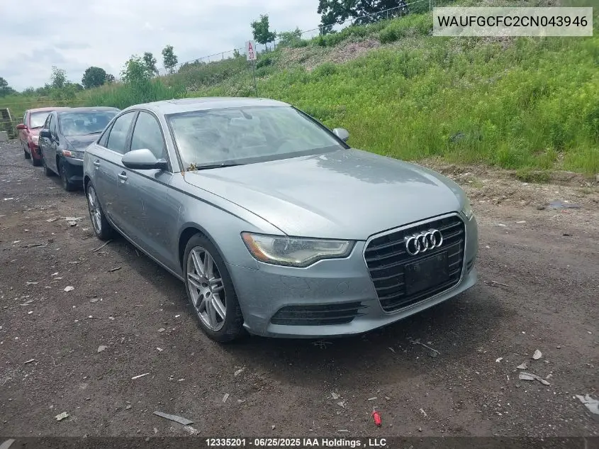 2012 Audi A6 3.0 Premium VIN: WAUFGCFC2CN043946 Lot: 12335201