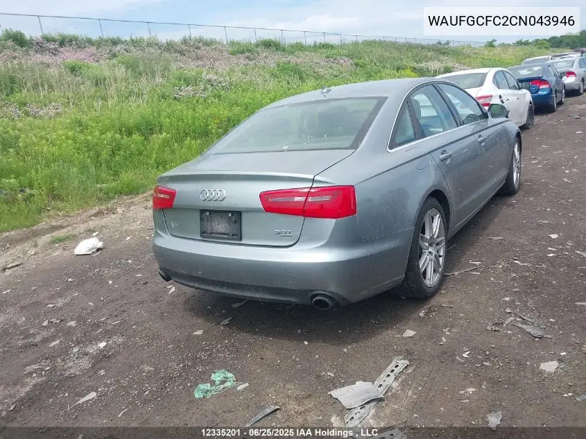 2012 Audi A6 3.0 Premium VIN: WAUFGCFC2CN043946 Lot: 12335201