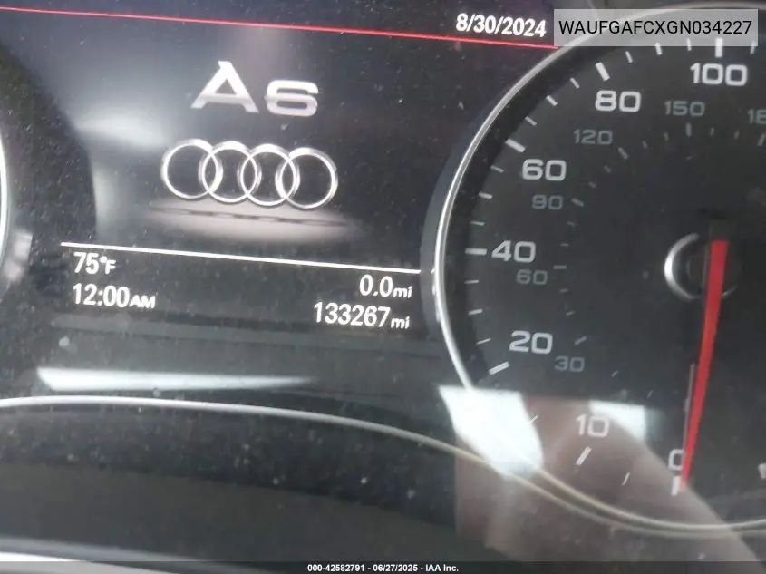 2016 Audi A6 3.0T Premium Plus VIN: WAUFGAFCXGN034227 Lot: 42582791