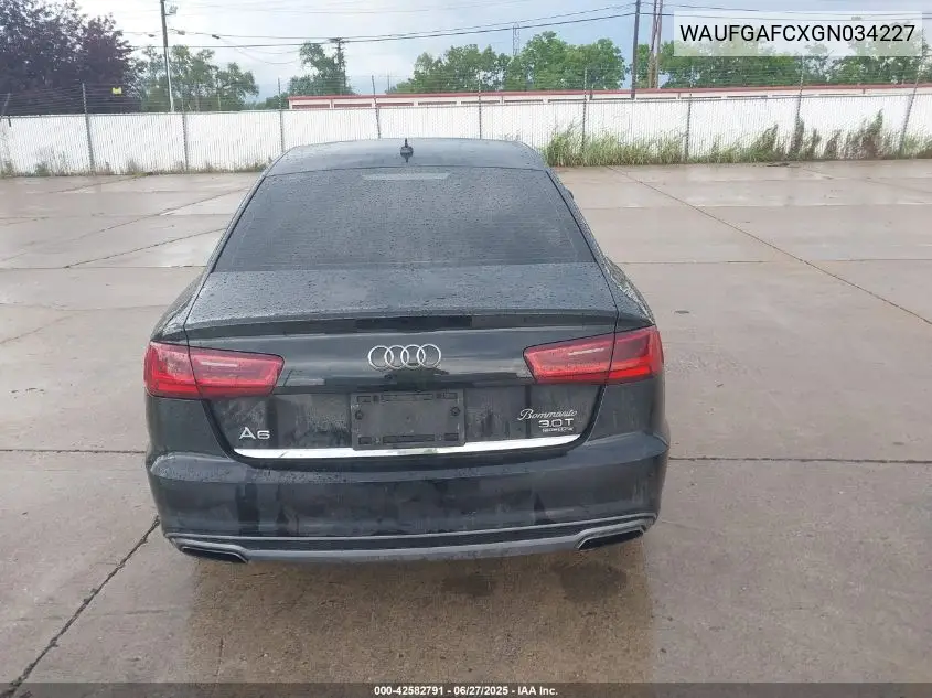 2016 Audi A6 3.0T Premium Plus VIN: WAUFGAFCXGN034227 Lot: 42582791