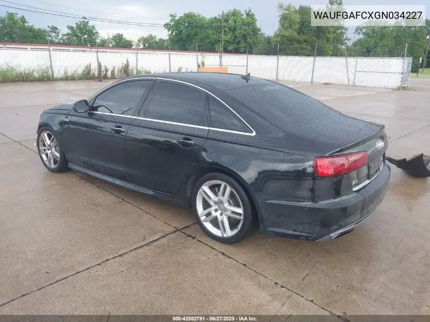 2016 Audi A6 3.0T Premium Plus VIN: WAUFGAFCXGN034227 Lot: 42582791