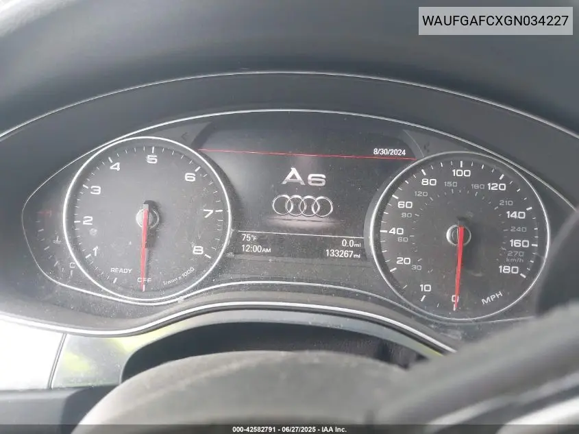2016 Audi A6 3.0T Premium Plus VIN: WAUFGAFCXGN034227 Lot: 42582791