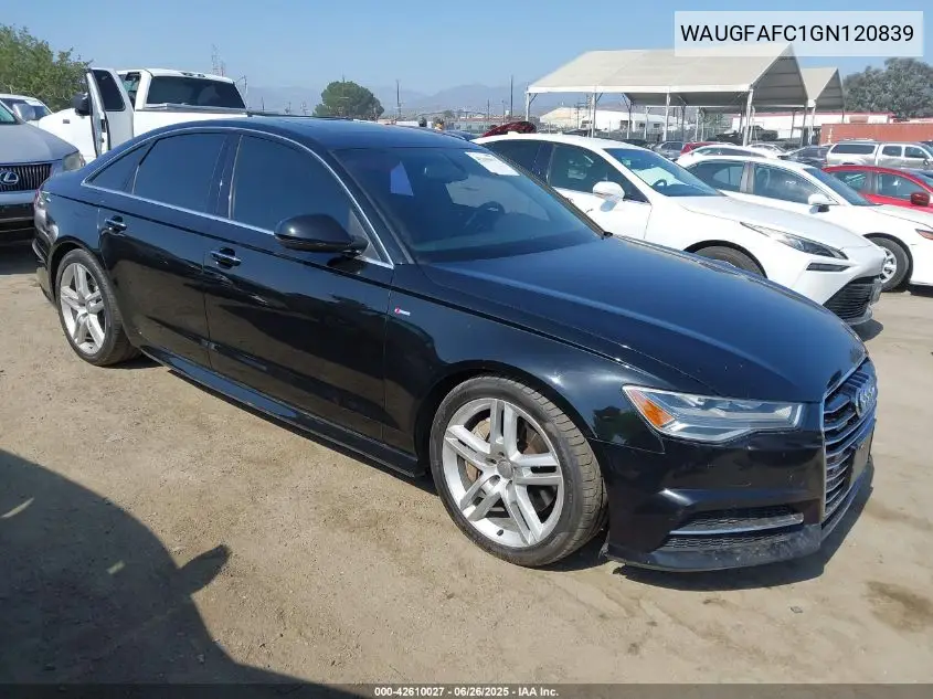 2016 Audi A6 2.0T Premium Plus VIN: WAUGFAFC1GN120839 Lot: 42610027