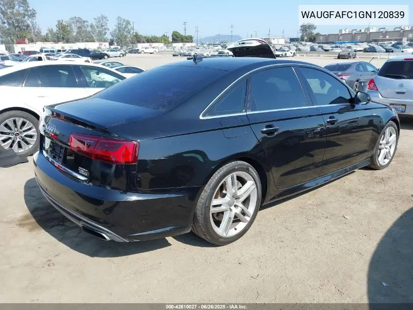 2016 Audi A6 2.0T Premium Plus VIN: WAUGFAFC1GN120839 Lot: 42610027