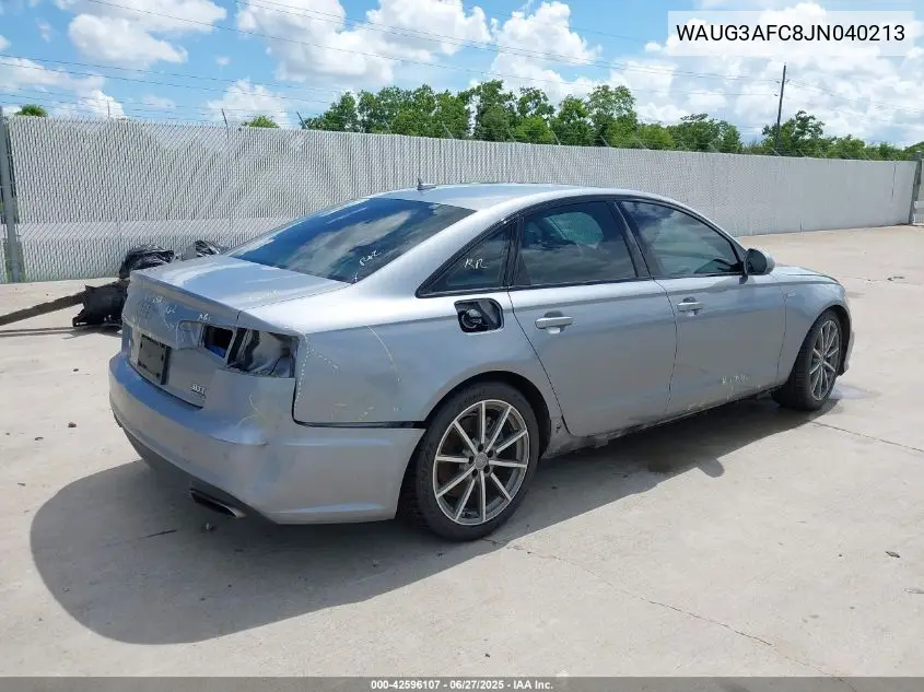 2018 Audi A6 3.0T Premium VIN: WAUG3AFC8JN040213 Lot: 42596107