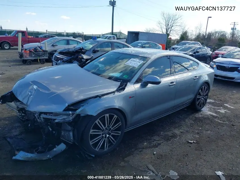 2012 Audi A7 Premium VIN: WAUYGAFC4CN137727 Lot: 41881239