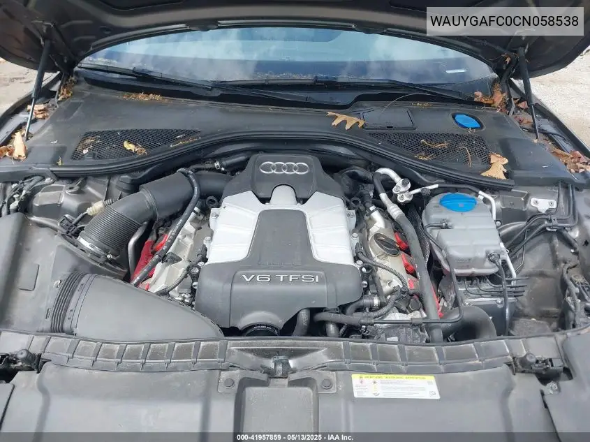 2012 Audi A7 Premium VIN: WAUYGAFC0CN058538 Lot: 41957859