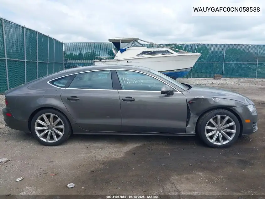 2012 Audi A7 Premium VIN: WAUYGAFC0CN058538 Lot: 41957859