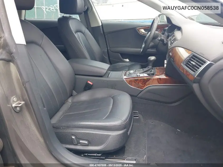 2012 Audi A7 Premium VIN: WAUYGAFC0CN058538 Lot: 41957859