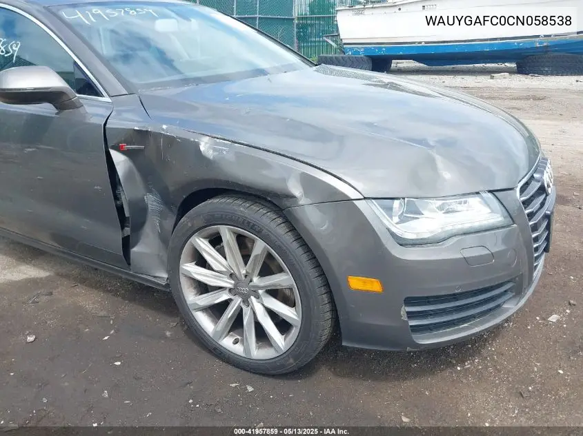 2012 Audi A7 Premium VIN: WAUYGAFC0CN058538 Lot: 41957859