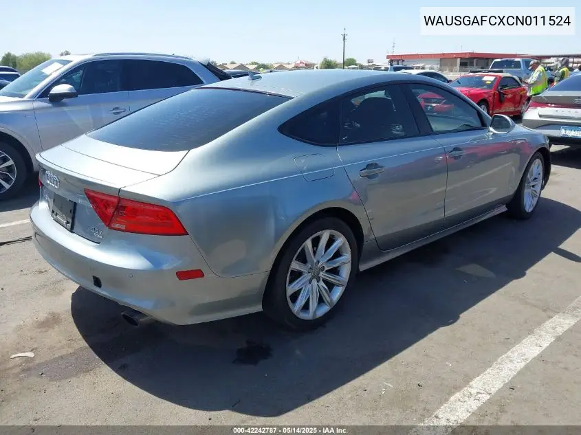 2012 Audi A7 Premium VIN: WAUSGAFCXCN011524 Lot: 42242787