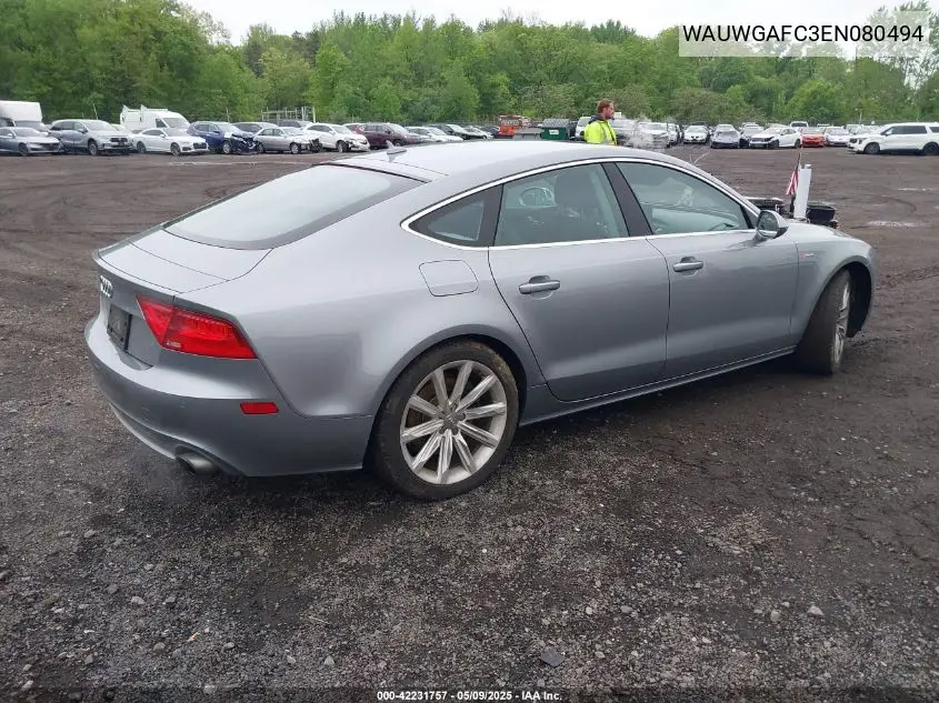 2014 Audi A7 3.0T Premium Plus VIN: WAUWGAFC3EN080494 Lot: 42231757