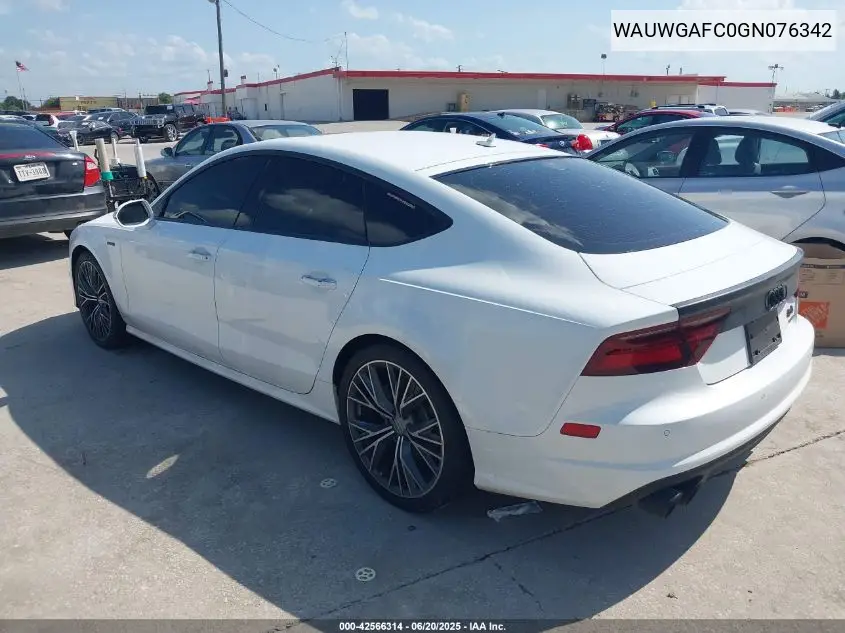 2016 Audi A7 3.0T Premium Plus VIN: WAUWGAFC0GN076342 Lot: 42566314