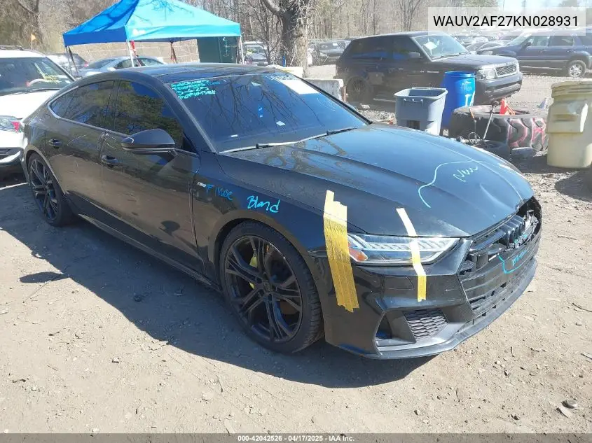 2019 Audi A7 55 Premium VIN: WAUV2AF27KN028931 Lot: 42042526
