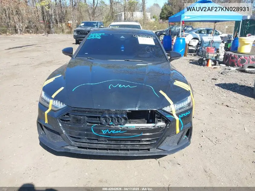 2019 Audi A7 55 Premium VIN: WAUV2AF27KN028931 Lot: 42042526