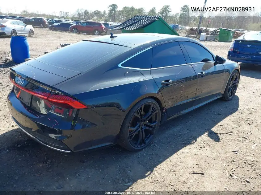 2019 Audi A7 55 Premium VIN: WAUV2AF27KN028931 Lot: 42042526