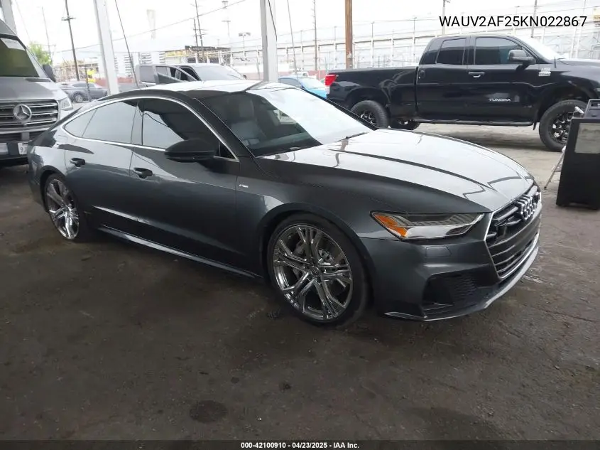 2019 Audi A7 55 Premium VIN: WAUV2AF25KN022867 Lot: 42100910