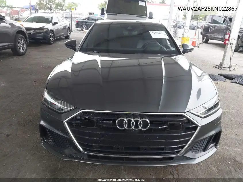 2019 Audi A7 55 Premium VIN: WAUV2AF25KN022867 Lot: 42100910