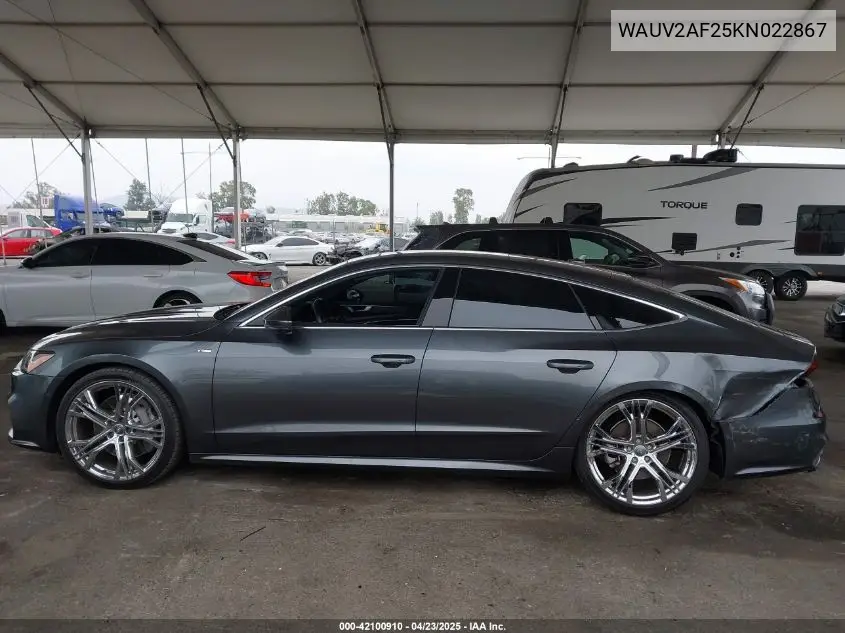 2019 Audi A7 55 Premium VIN: WAUV2AF25KN022867 Lot: 42100910