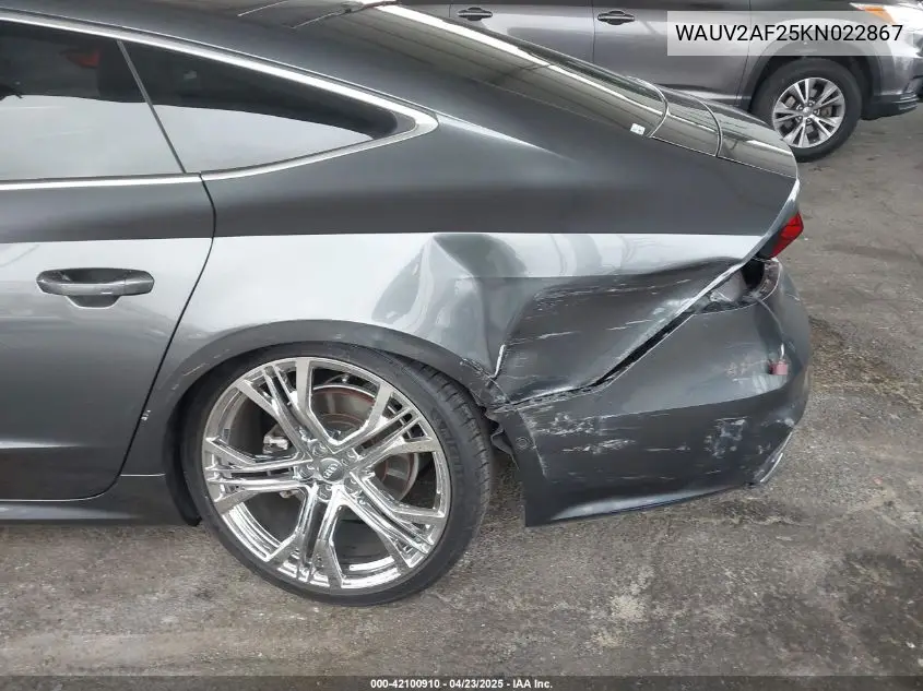 2019 Audi A7 55 Premium VIN: WAUV2AF25KN022867 Lot: 42100910
