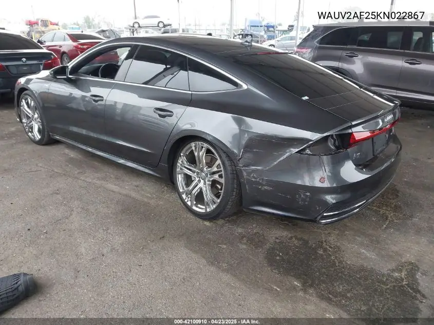 2019 Audi A7 55 Premium VIN: WAUV2AF25KN022867 Lot: 42100910
