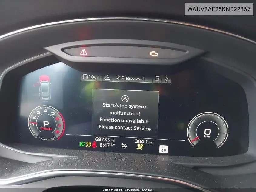 2019 Audi A7 55 Premium VIN: WAUV2AF25KN022867 Lot: 42100910