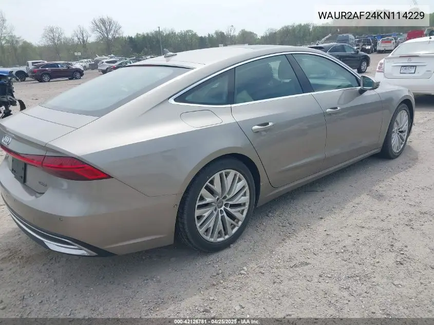2019 Audi A7 55 Premium VIN: WAUR2AF24KN114229 Lot: 42126781