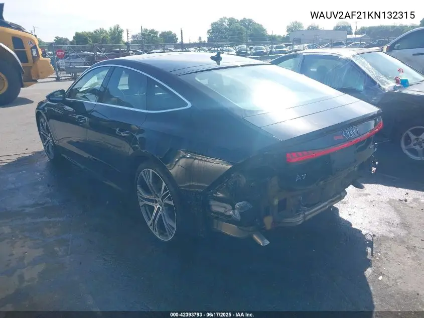 2019 Audi A7 55 Premium VIN: WAUV2AF21KN132315 Lot: 42393793