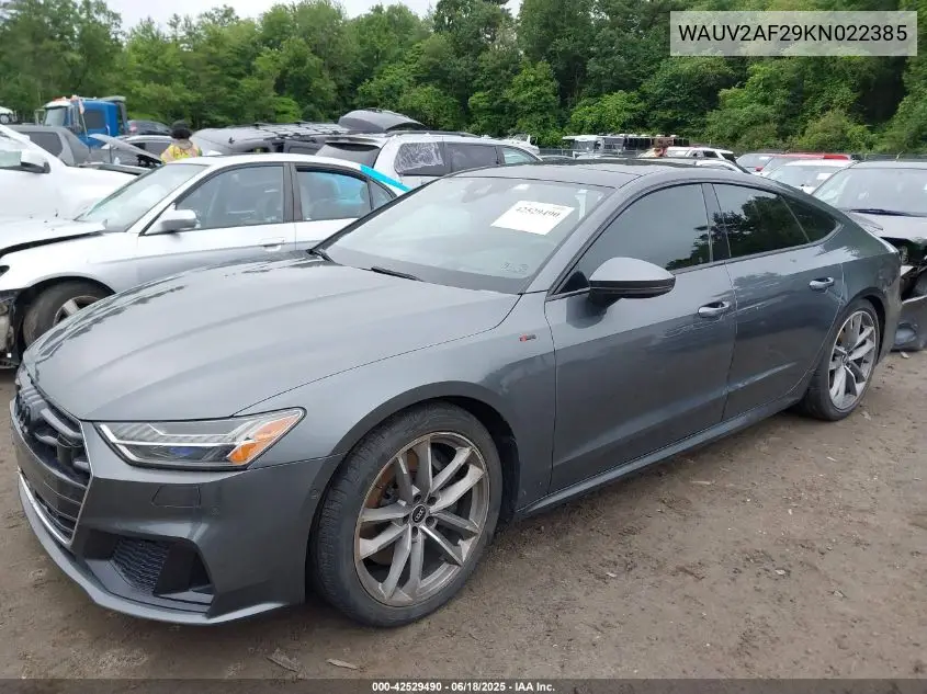 2019 Audi A7 55 Premium VIN: WAUV2AF29KN022385 Lot: 42529490