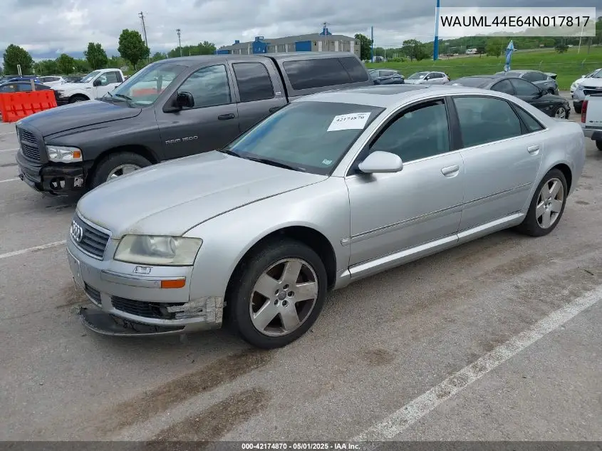 2004 Audi A8 L 4.2 VIN: WAUML44E64N017817 Lot: 42174870