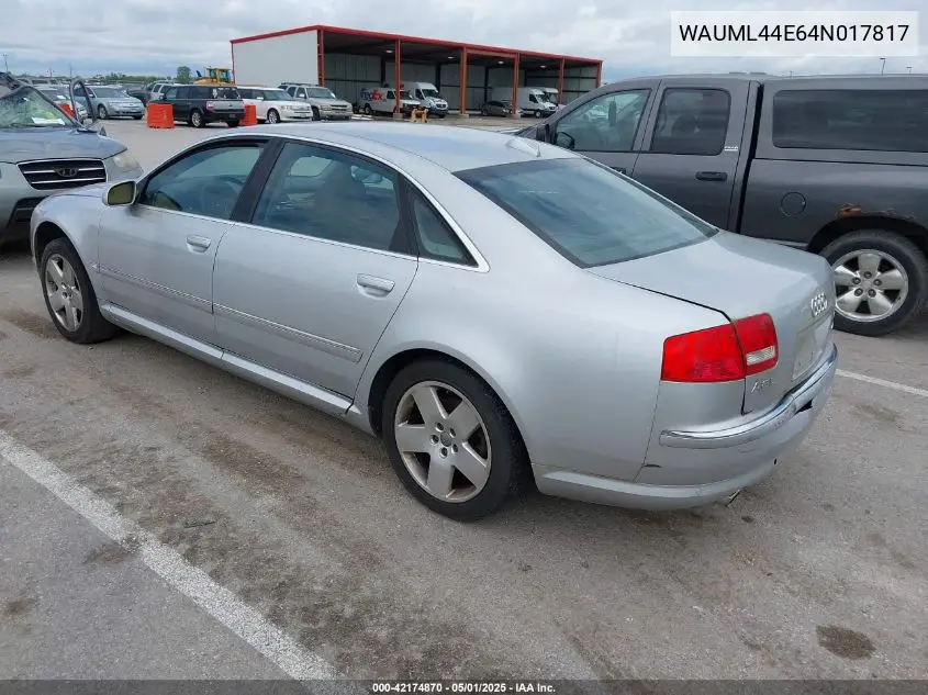 2004 Audi A8 L 4.2 VIN: WAUML44E64N017817 Lot: 42174870