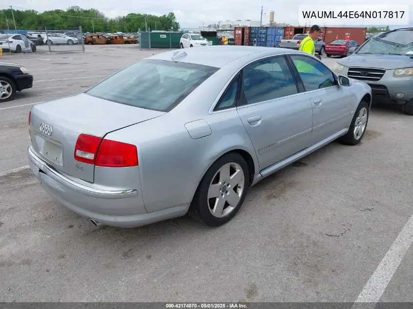 2004 Audi A8 L 4.2 VIN: WAUML44E64N017817 Lot: 42174870