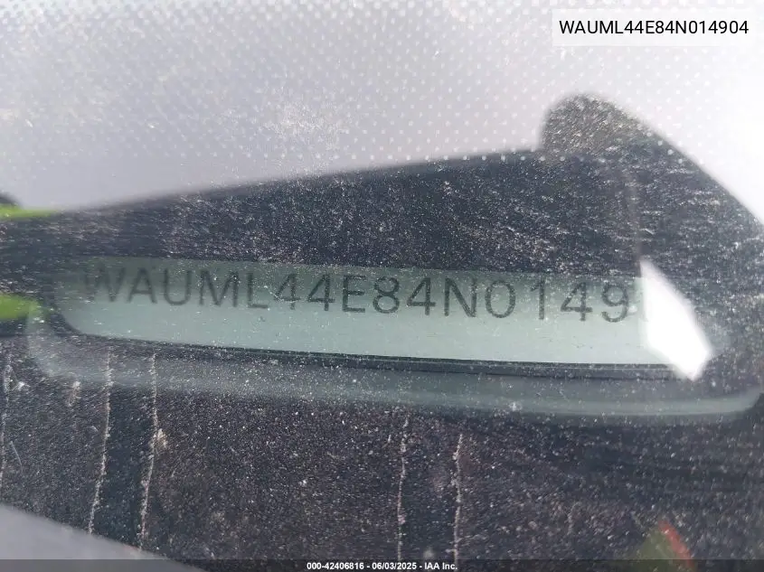 2004 Audi A8 L 4.2 VIN: WAUML44E84N014904 Lot: 42406816