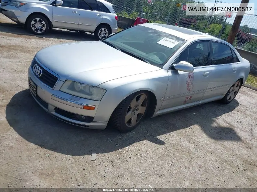 2004 Audi A8 L 4.2 VIN: WAUML44E74N000587 Lot: 42479262