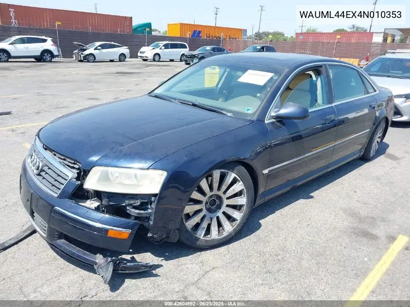 2004 Audi A8 L 4.2 VIN: WAUML44EX4N010353 Lot: 42604992