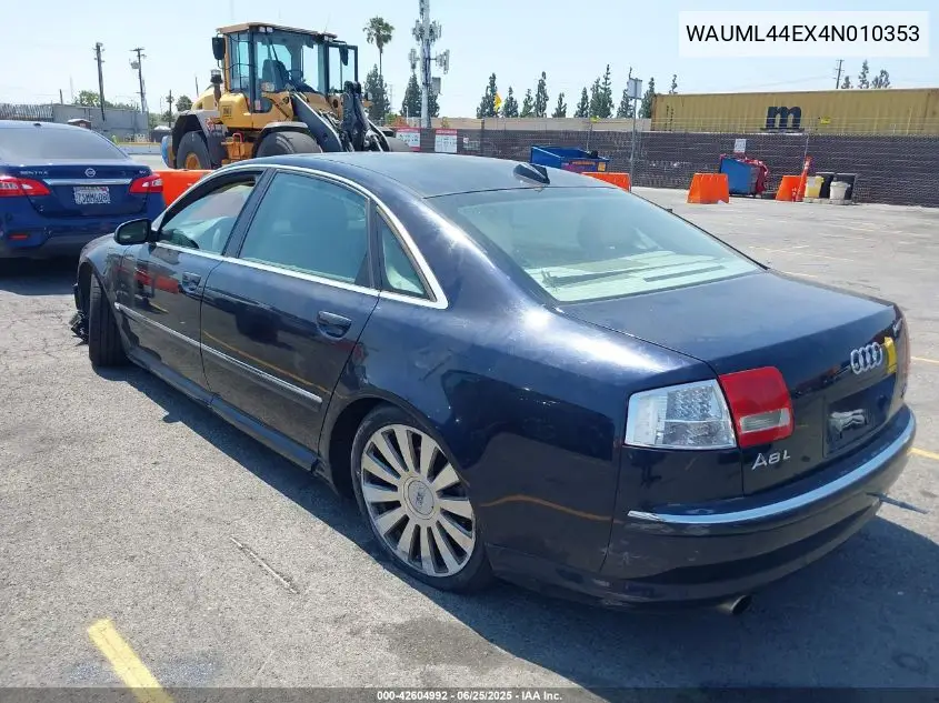 2004 Audi A8 L 4.2 VIN: WAUML44EX4N010353 Lot: 42604992