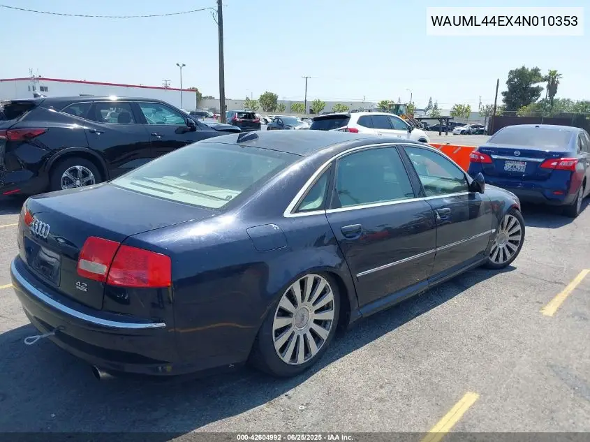 2004 Audi A8 L 4.2 VIN: WAUML44EX4N010353 Lot: 42604992