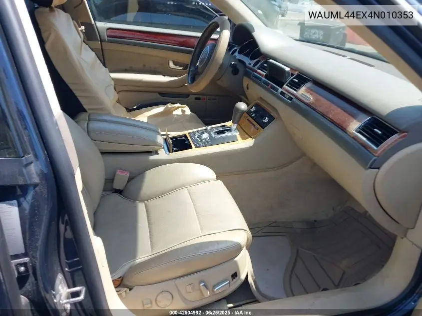2004 Audi A8 L 4.2 VIN: WAUML44EX4N010353 Lot: 42604992