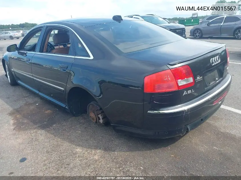 2004 Audi A8 L 4.2 VIN: WAUML44EX4N015567 Lot: 42761197