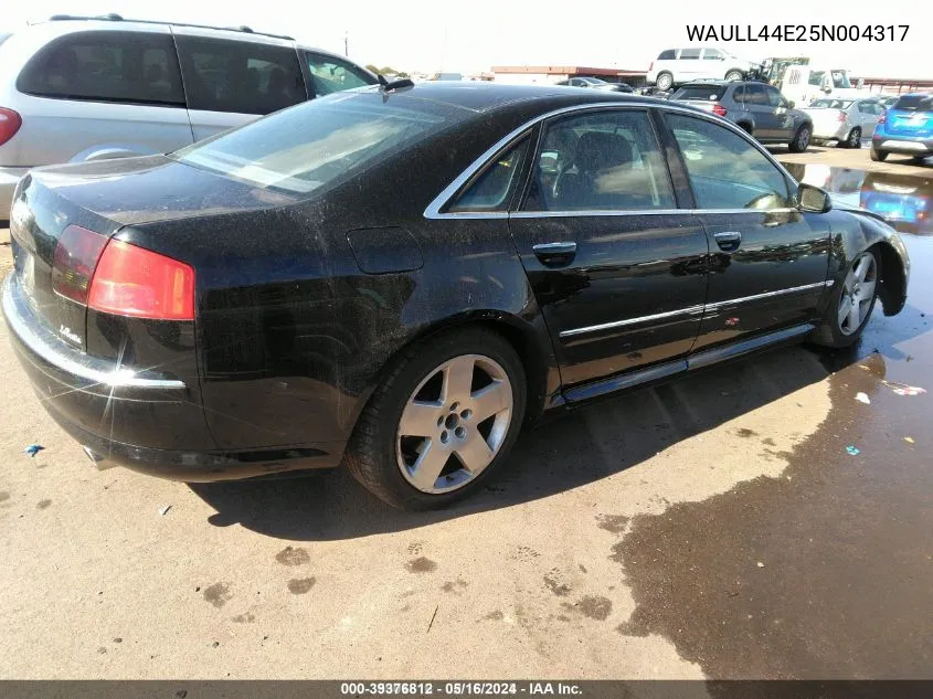 2005 Audi A8 4.2 (A6) VIN: WAULL44E25N004317 Lot: 39376812